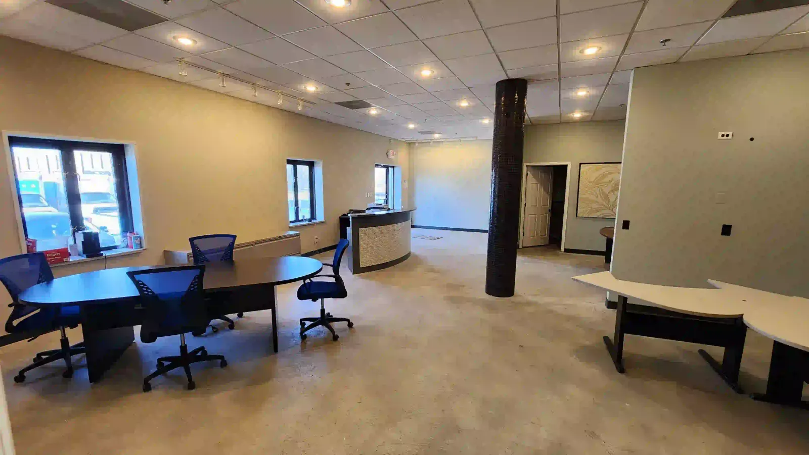 An empty office room with seatings