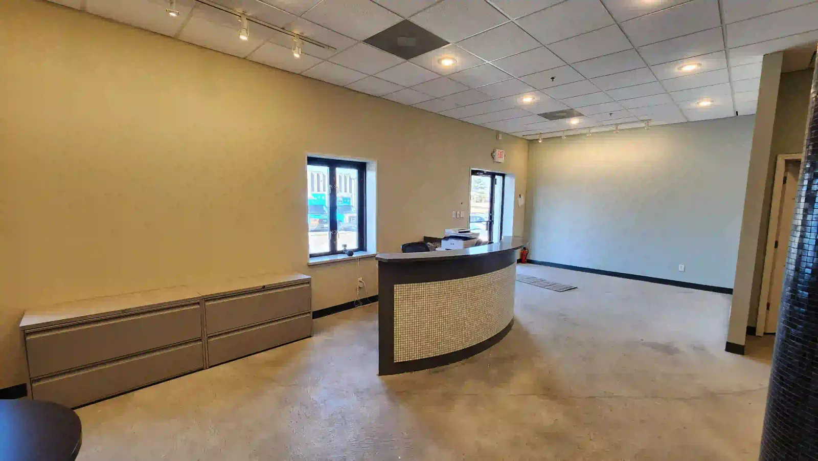 Empty front desk of an office